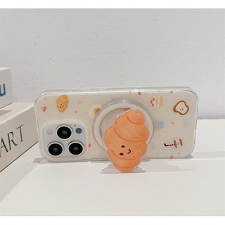 Dễ thương toàn màn hình tráng miệng bánh sừng túi khung từ tính Vỏ điện thoại di động thích hợp cho iPhone16 15 14 13 Pro Max chống sốc bảo vệ camera chống rơi mặt sau cứng