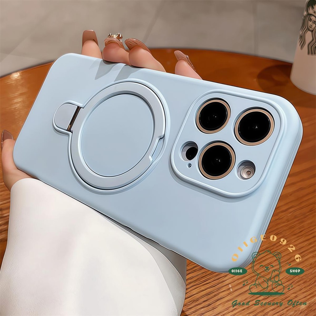 Macaroon Màu Lỏng Da Cảm Giác Từ Giá Đỡ Ốp Lưng Điện Thoại iphone16 Pro Max 15 14 13 12 11 Vỏ Cho iPhone Vỏ Silicon Mềm TPU Chống Sốc