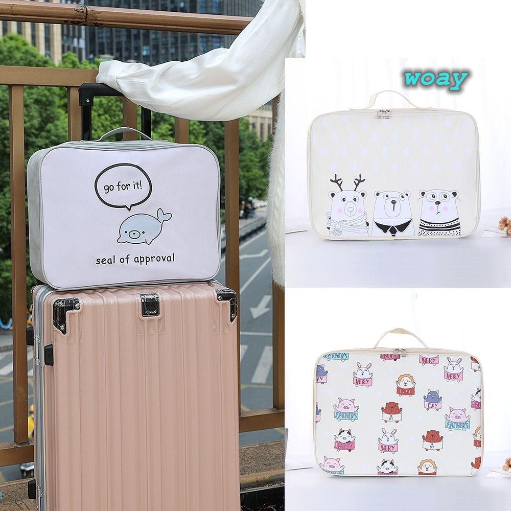 Túi xách ăn trưa WOAY, Túi du lịch PU dung tích lớn, Túi Duffel hành lý di động in hình hoạt hình bền bỉ dành cho sinh viên