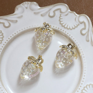 Dễ Thương Trắng Mờ Dâu Đỏ Anh Đào Trái Cây Mặt Dây Chuyền diy Handmade Trang Sức Bông Tai Chất Liệu