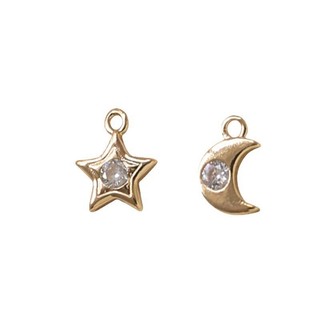 Đồng mạ vàng zirconi ngôi sao, mặt trăng, trái tim - Dây chuyền nhỏ tự làm handmade, trang sức bông tai và vòng cổ