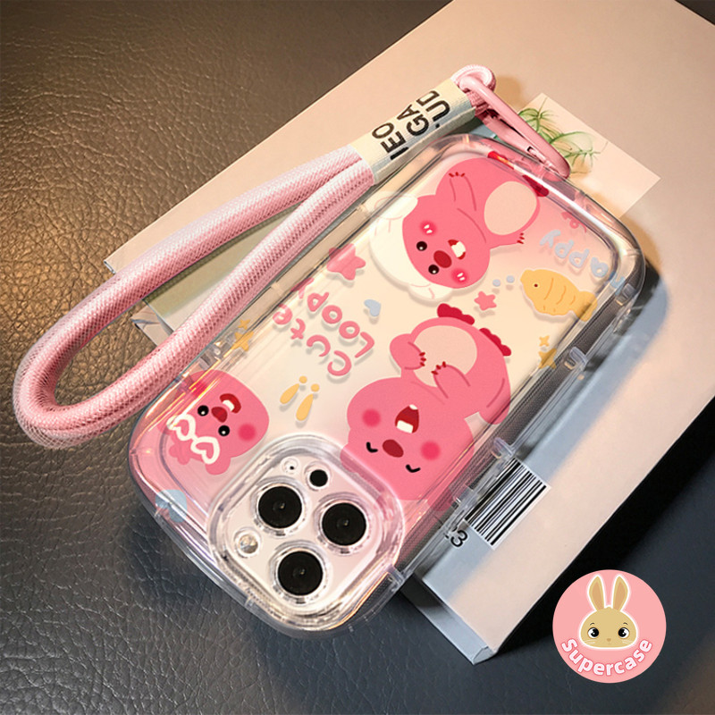 Ốp Điện Thoại Little Beaver Màu Hồng Dễ Thương Cho OPPO Reno 14 13 Pro F31 F29 F27 Pro Plus Find X8 Pro X8S Plus Ultra K13 5G 4G Vỏ Túi Khí Chống Sốc Có Dây Đeo Màu Hồng