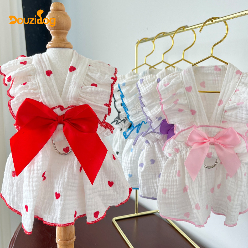 Mùa Xuân Mùa Hè Thú Cưng Tình Yêu Cotton Đầm Thoáng Khí Quần Áo Cho Chó Thích Hợp Cho Teddy Bichon Pomeranian Muppet Cat