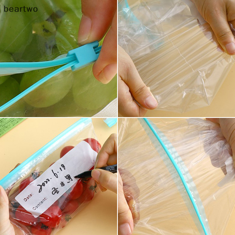 < Beartwo > 20 Chiếc Bọc Nhựa Bao Bì Túi Bảo Quản Thực Phẩm Có Thể Tái Sử Dụng Tủ Đông Sandwich Niêm Phong Túi Bếp Tủ Lạnh Bảo Quản Thực Phẩm Đẹp