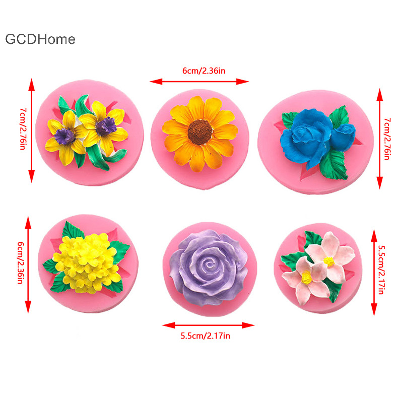 Gcdhome 3D Hoa Hồng Hoa Sen Hoa Cúc Hoa Hướng Dương Khuôn Silicon DIY Cưới Hoa Bánh Fondant Decoag Dụng Cụ Nướng Bánh Xà Phòng Khuôn Quà Tặng HOT