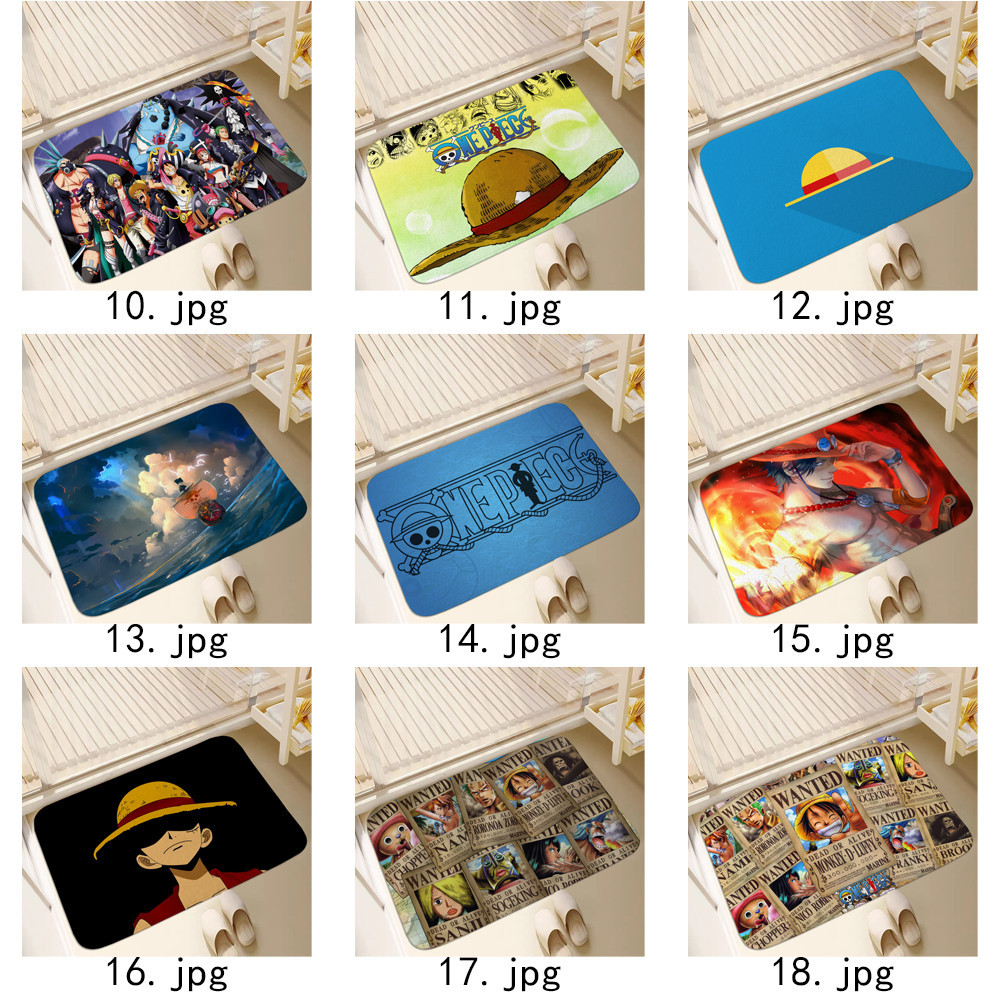 Anime Nhật Bản ONE PIECE Thảm Cửa Chống Trơn Trượt Tấm Lót Phòng Tắm Tắm Thảm Chống Trơn Trượt Thảm Trang Trí Nhà Cửa (60x40cm)