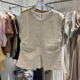 Pháp Thiết Kế Tối Giản Cảm Giác Xếp Ly Slit Linen Áo Sơ Mi Nữ Phong Cách Mùa Hè Sang Trọng Áo Sơ Mi Nhỏ Phù Hợp Với Hàng Đầu