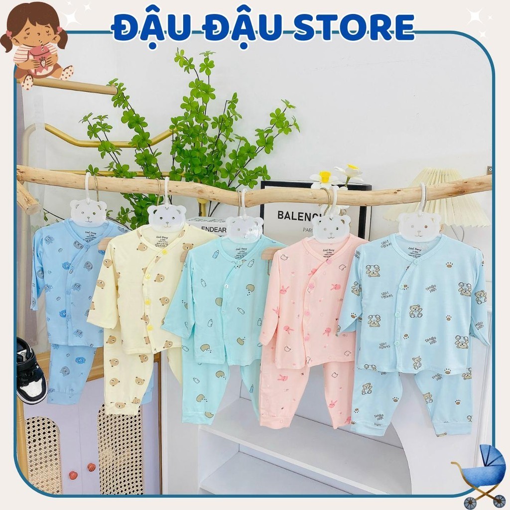 (Set 3 - Set 5) Bộ dài tay màu thun lạnh TP cho bé mềm mịn in hoạ tiết cho bé sơ sinh 3-9kg DL004 Đậu Đậu Store