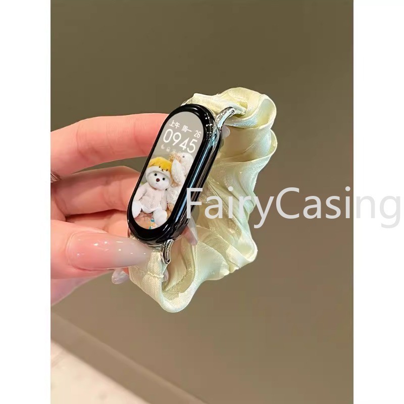 Dây Đeo Tay Đàn Hồi Cho Xiaomi Mi Band 10 9 8 NFC Dây Đeo Nữ Scrunchies Vòng Tay Thay Thế Cho MiBand 9 Correa Dây Mềm