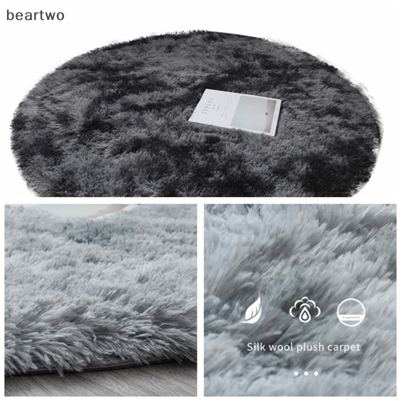 < Beartwo > Thảm trải giường lông cừu giả mềm hình tròn có thể giặt được bằng len Thảm đầu giường đẹp
