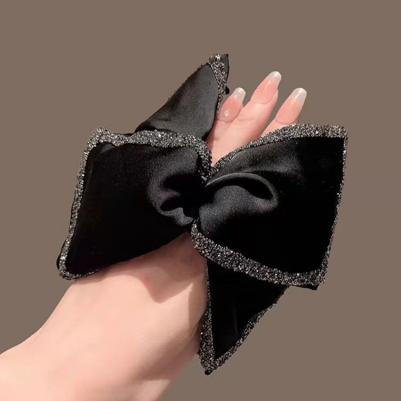 Mauropoli [Sẵn Sàng] Tính Khí Retro Cao Cấp Satin Nơ Lấy Kẹp Phong Cách Hàn Quốc Đầu Sau Kim Cương Giả Kẹp Tóc Tất Cả Trận Đấu Kẹp Tóc