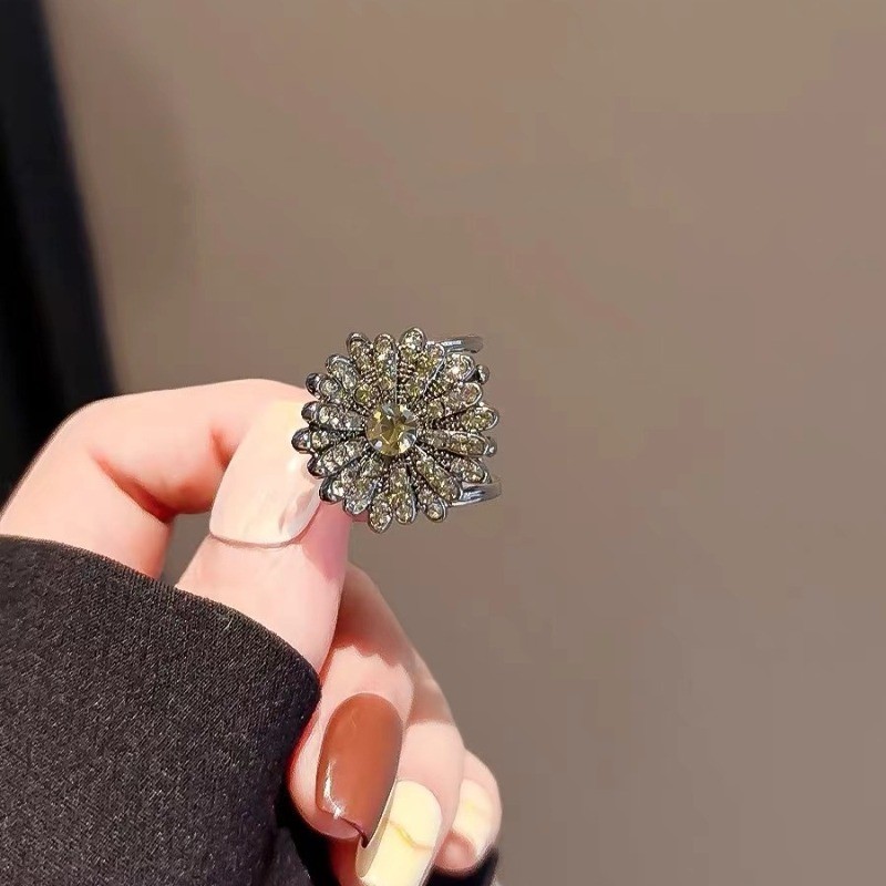 Mauropoli [Sẵn Sàng] Kẹp Hoa Cúc Full Kim Cương Tinh Tế Kẹp Tóc Nữ Nhỏ Bên Nổ Công Chúa Top Kẹp Tóc Đơn Giản Gãy Tóc