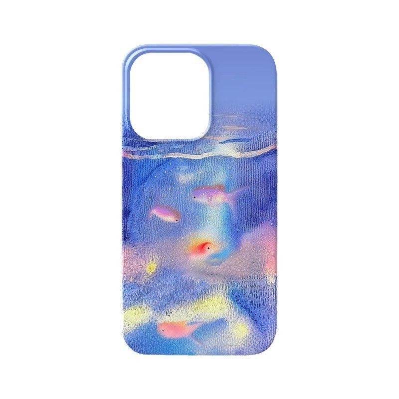 Cá vàng mờ QYJS dùng cho IPhone 11 14 15 PLUS 12 PRO X XR XSMAX SE 7 8 plus 13 14 15 ProMax mẫu thời trang nhỏ tươi mới vỏ cứng bảo vệ chống rơi CSO1