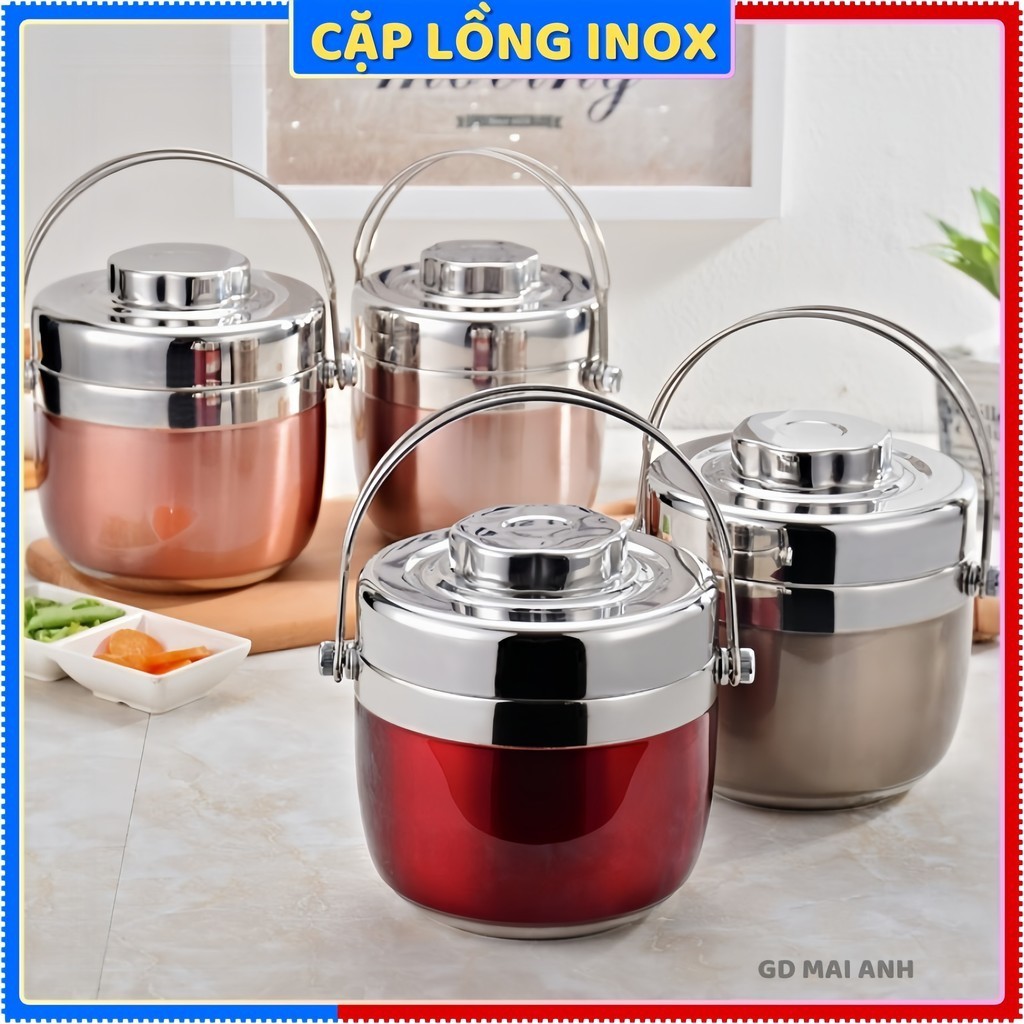 Cặp lồng đựng cơm, hộp cơm inox, cà mên giữ nhiệt , chất liệu iox 304 ...