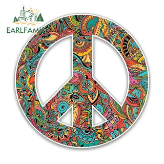 EARLFAMILY 13cm Peace & Flowers Miếng Dán Xe Hơi Kính Chắn Gió Ốp Lưng Xe Máy Ván Trượt Vinyl Decal Chống Trầy Xước Phụ Kiện Xe Hơi Thời Trang