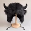 Mũ sang trọng MERIGGIARE Bullhead, có sừng Mũ Bison Unisex, Mũ mềm mại chống gió dày
