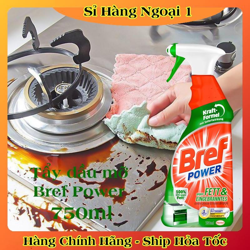Chai Xịt Tẩy Dầu Mỡ Nhà Bếp Bref Power Dung Tích 750ml Dùng Được Cho Máy Hút Mùi, Lò Nướng Của Đức