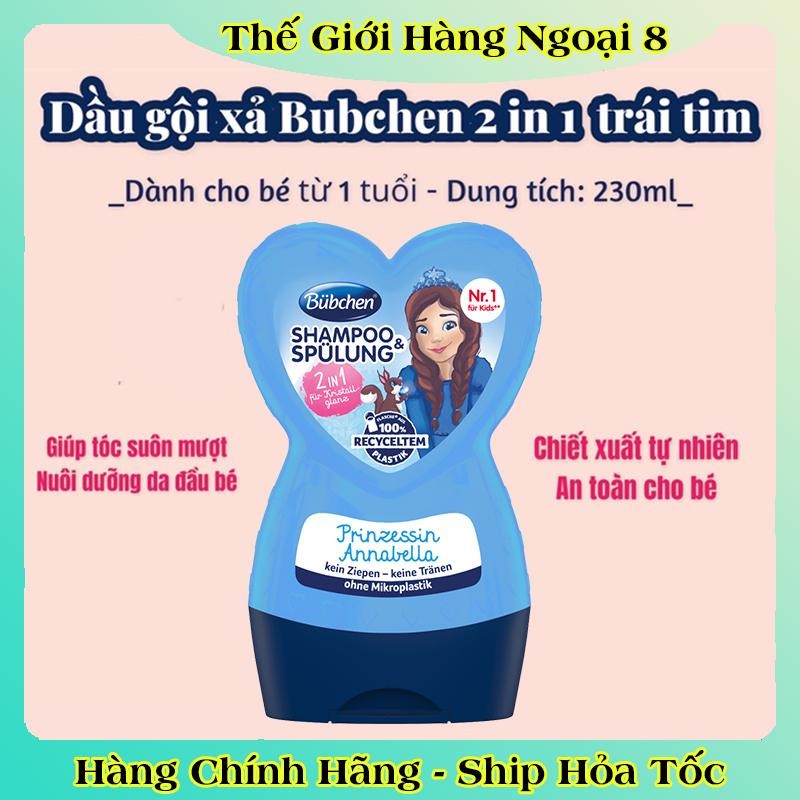 [auth] [ Nội địa Đức Đủ Bill] Dầu gội xả Bubchen 2in1 hình trái tim cho bé từ 1 tuổi chai 230ml [Hot]