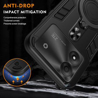 Dành Cho ZTE Blade A54 / A34 Ốp điện thoại Kim Loại Giá Đỡ Nhẫn Đế Mềm TPU Edge Cứng PC Mặt Sau Chống Sốc Mỏng Bao