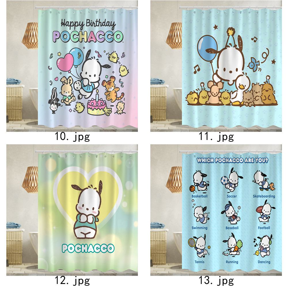 Sanrio Pochacco Polyester Rèm tắm chống thấm nước Trang trí phòng tắm