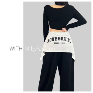 Milyfashion Áo thun độc đáo Thắt lưng Street Dance Street Dance Street Wear Độc đáo Eo jazz Dance jazz Trận đấu bên ngoài Nữ hiphop Thể thao Lớp trượt tuyết dưới