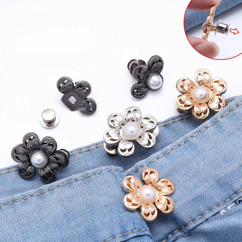 Khóa thắt lưng hoa ngọc trai có thể tháo rời Không có móng tay và không có đường may Công cụ thắt chặt eo đáy phẳng