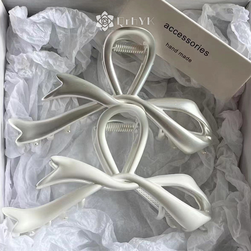 Qrhyk 2023 Móng Vuốt Kim Loại Nơ Kẹp Thắt Nút Kim Loại Bạc Kẹp Tóc Chất Lượng Cao Đa Năng Lưng Thìa Trang Trí Tóc Mũ Mới
