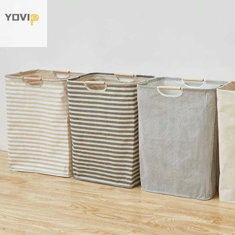 Yovip Giỏ Giặt Chống Thấm Nước Vải Lanh Cotton Bẩn Quần Áo Giỏ Giặt Sắp Xếp Có Thể Gập Lại Đồ lặt vặt Túi Bảo Quản Foldabling Hamper VN
