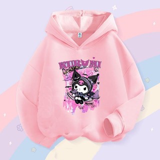 2024 Áo Hoodie Kuromi dễ thương mùa xuân thu Áo khoác có mũ trùm đầu hoạt hình mỏng dành cho trẻ em thời trang
