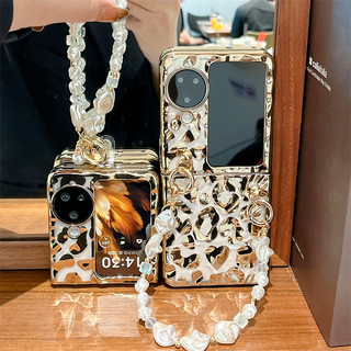 Ốp điện thoại gấp cho Oppo Find N2 N3 Mạ lật xếp li in hình con báo vòng tay vỏ điện thoại TPU cứng