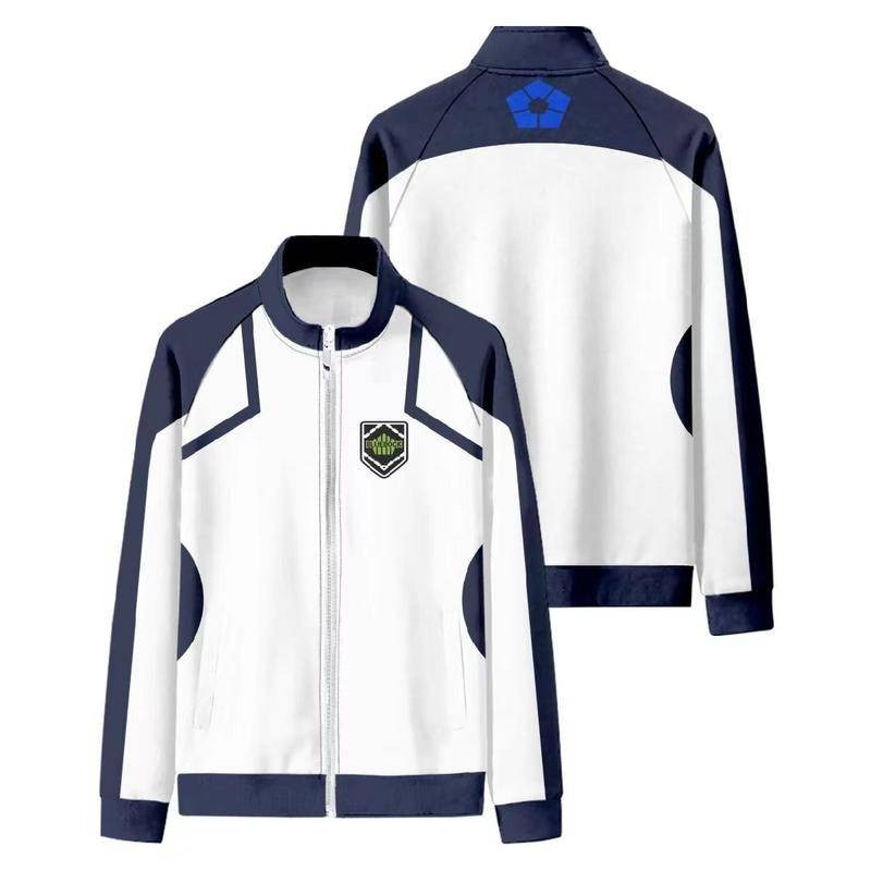 Bluelock Zip Up Áo khoác nam dáng rộng vừa vặn dài tay Cosplay Đồ thể thao Bộ đồ thể thao Đồng phục đi học Áo nỉ