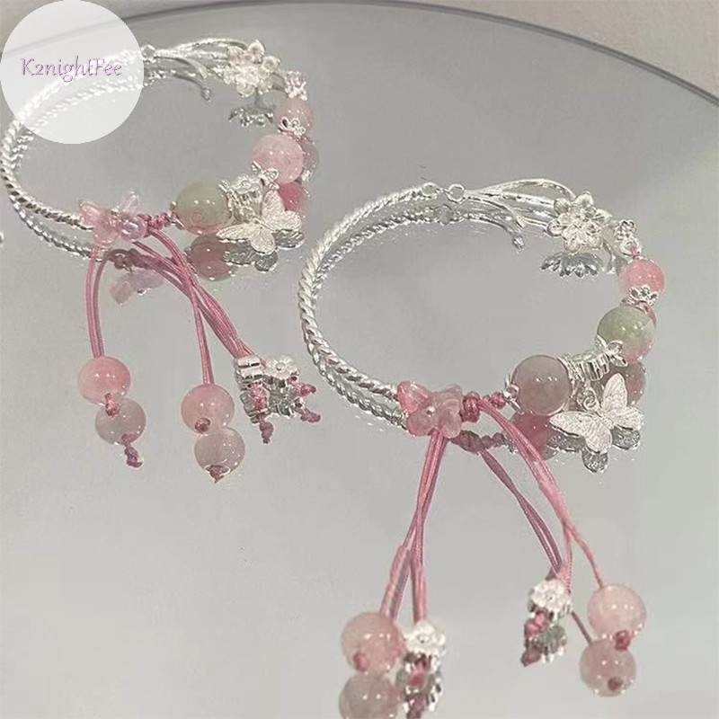 K2nightfee Mới Màu Hồng Pha Lê Hạt Vòng Tay Nữ sel Charm Vòng Tay Bé Gái Đảng Trang Sức Thời Trang Quà Tặng VN