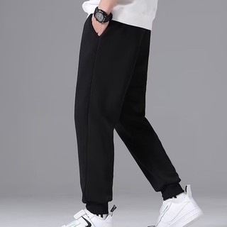Dichuangzhe Quần Mùa Đông Nam Màu Trơn Lambswool Làm Dày Tối Giản Giải Trí Thể Thao Ôm-Tiền Mắt Cá Chân