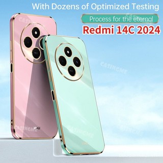 Redmi 14C 2024 sang trọng mạ vỏ đối với Redmi 14C redmi14c 14 C C14 4G 5g 2024 điện thoại trường hợp mềm Silicone chống sốc điện thoại Cover quay lại rtub