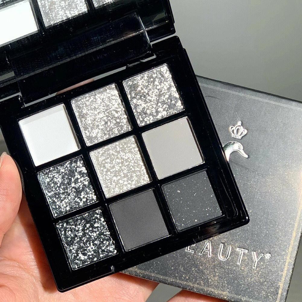 Learnever Tatibeauty 9 Màu Đen Phấn Mắt Bảng Màu Đen Xám Trang Điểm Phấn Mắt Lâu Dài Bạc U8v4