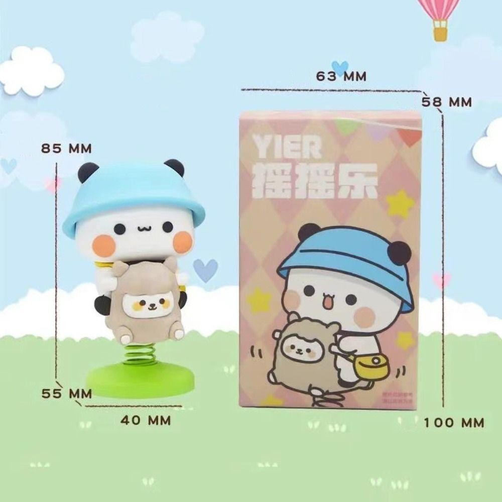 FANIELLAPOWELL Bubu Dudu Gấu Đồ Chơi Mô Hình, Bubu Dudu PVC Gấu Trúc Hình, Kawaii Sưu Tập Lắc Đầu Hoạt Hình Thu Nhỏ Xe Ô Tô Nhà