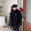 Khăn choàng Cashmere mùa đông CHEESELY, Khăn quàng cổ tua dài màu trơn Mohair, Khăn choàng dày mềm mại ấm áp quấn nữ