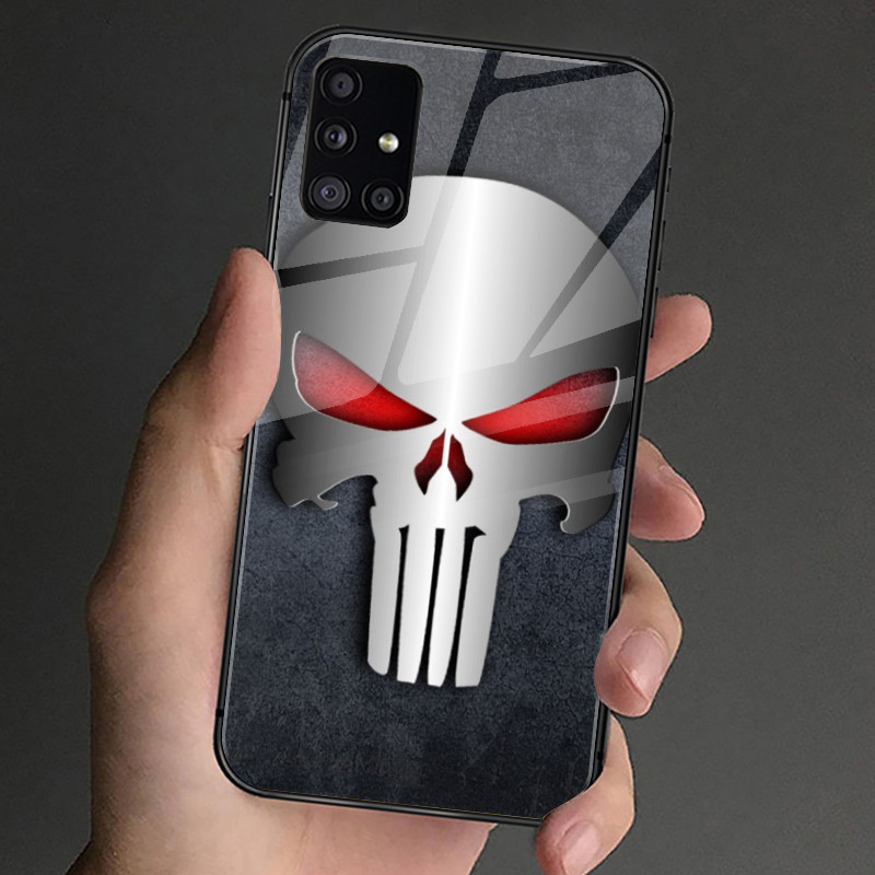 Ốp Điện Thoại Kính Cường Lực PUNISHER 01 Cho Samsung Galaxy S9 Plus S10 S10e S20 FE S20 Plus S21 S22 S23 S23 Ultra Note 9 10 Plus Note 20 Ultra Cover