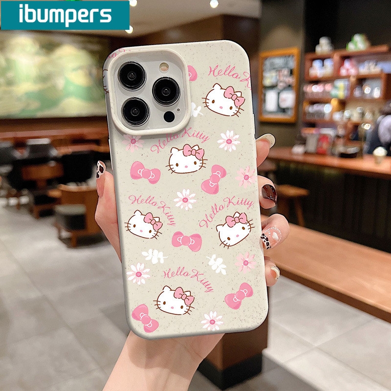 ibumpers Ốp Lưng iPhone Dễ Thương Hello Kitty Màu Trắng Ốp Điện Thoại Dày Dặn Silicon Mềm Chống Sốc Chống Bẩn Cho Iphone 16 15 14 12 13 11 Pro Max IP 7 8 Plus X XS XR