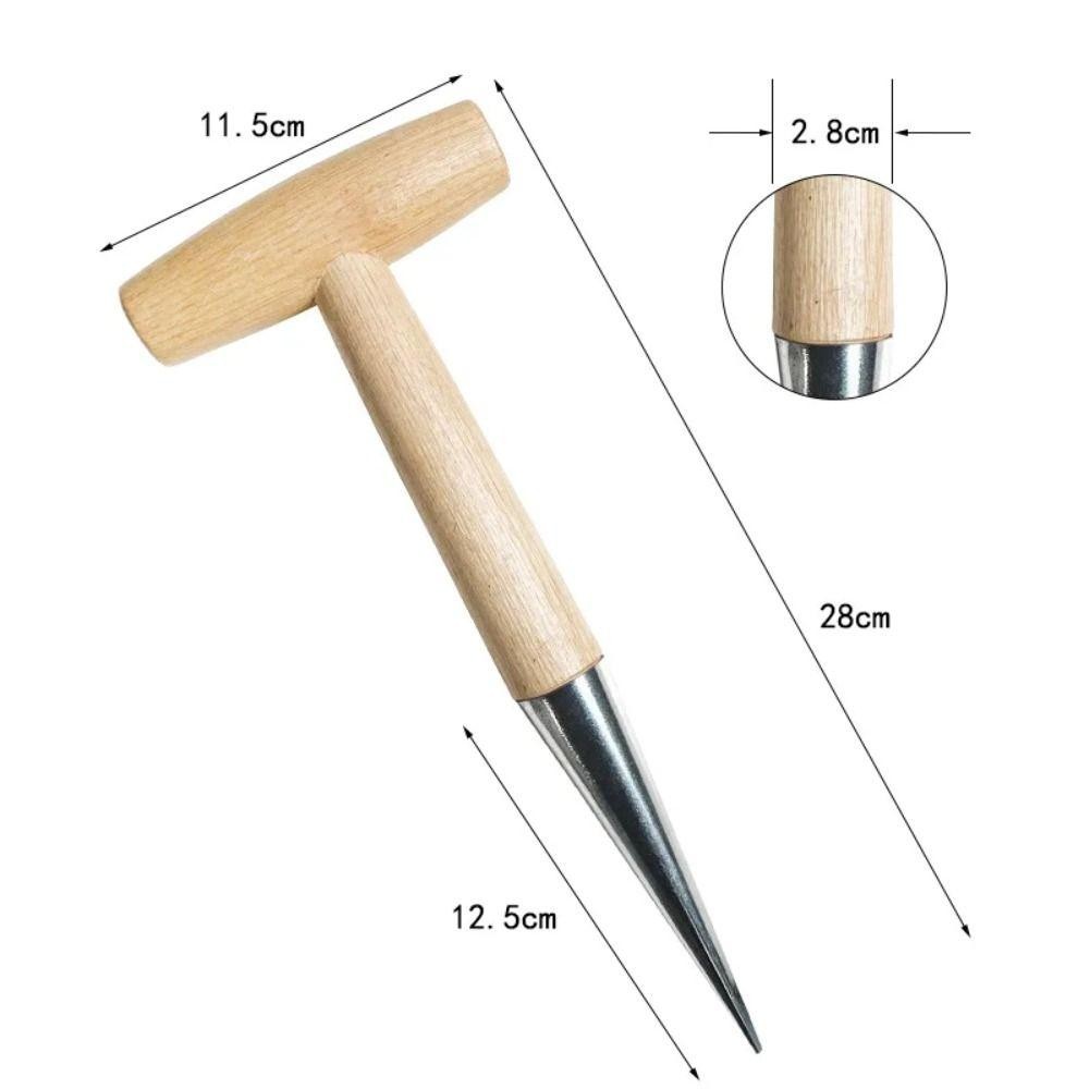 PWSSEND Hand Sow Dibbler, Tay cầm T-Wood Hạt giống gieo Công cụ đục lỗ trong vườn, Bóng đèn cấy ghép Dụng cụ trồng cây đào Dụng cụ phân phối làm vườn