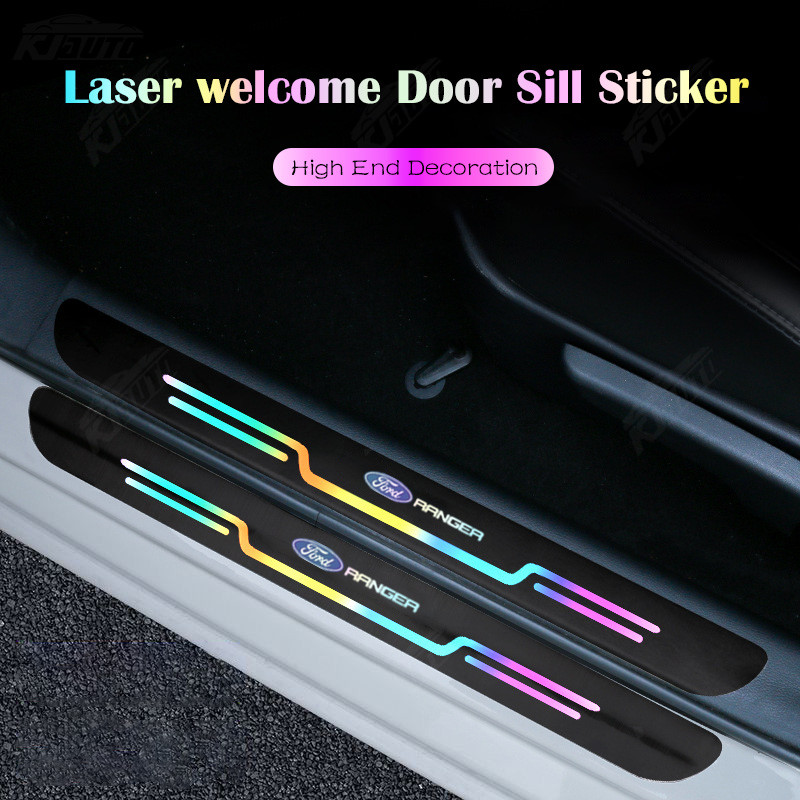 Ford Ranger 2024 Xe Mới Laser Sill Miếng Dán Cửa Xe Ngưỡng Dải Chống Trầy Xước Chống Nước Cầu Vồng Bảo Vệ Cửa Xe Ô Tô