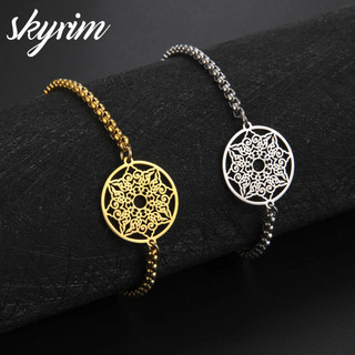 Skyrim Vòng Tay Nữ Cắt Giấy Thiết Kế Họa Tiết Thép Không Gỉ Trang Sức Thời Trang