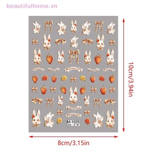 [Beautifulhome] Nhãn dán móng tay dâu tây đáng yêu Phim hoạt hình 3D dập nổi tự dính Nhãn dán trang trí móng tay nghệ thuật 3D Decal làm móng tay [Làm đẹp]