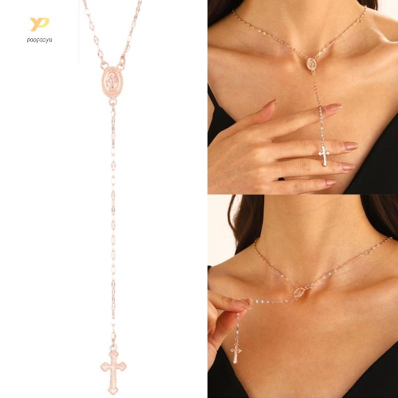 Ppy Phong Cách Tôn Giáo Dây Đeo Cổ Thời Trang Thánh Giá Mặt Dây Chuyền Vòng Cổ Có Thể Điều Chỉnh Xương Cổ Dây Chuyền Trang Sức Chữ Thập Orname
