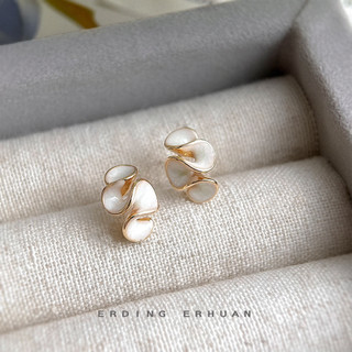 Bông tai bạc 925 hình học xoắn 3D men tím, mạ vàng 14K, nhẹ nhàng ngọt ngào