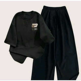 Tổng hợp các sét bộ quần ống rộng chun hách dáng+mix áo phông Form rộng cotton - LUCKY-