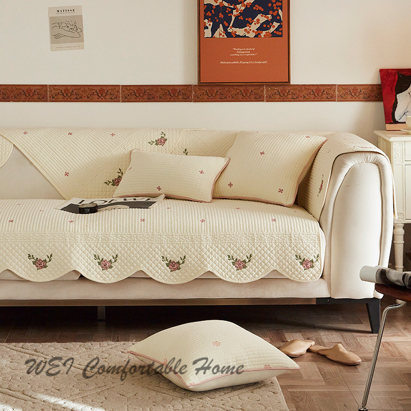 Retro Pháp Mục Vụ Sofa Đệm Bốn Mùa Đa Năng 2025 Phong Cách Mới Chống Trơn Trượt Cotton Nguyên Chất Đệm Sofa Bao Khăn Vải