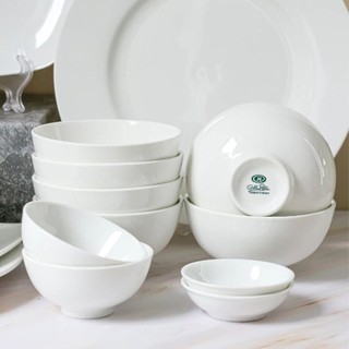 Bộ bát cơm sứ Minh Châu trắng trơn 11cm - Trường An VN