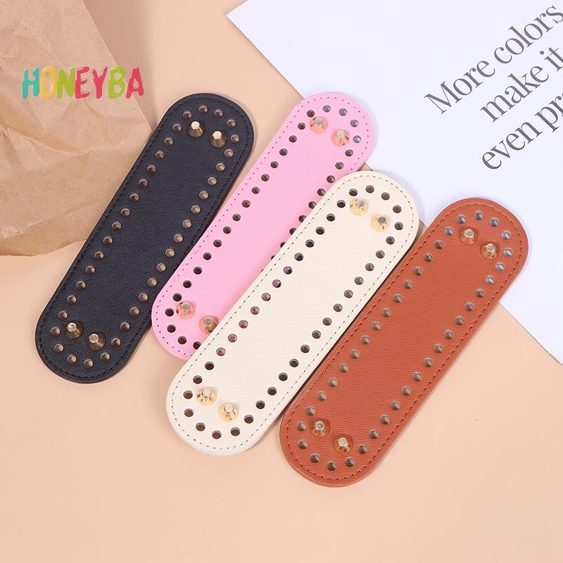< Honeyba > 1 Đáy Dài Cho Túi Dệt Kim Da Đế Handmade Đáy Có Lỗ Túi Móc Tự Làm Phụ Kiện Đáy