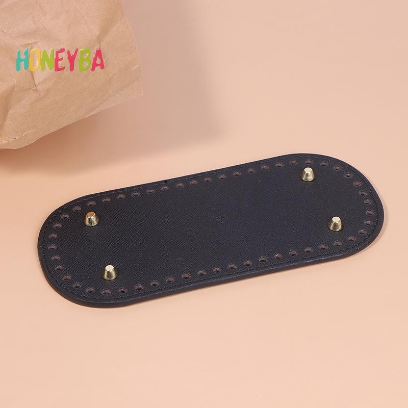 < Honeyba > 1 Đáy Dài Cho Túi Dệt Kim Da Đế Handmade Đáy Có Lỗ Túi Móc Tự Làm Phụ Kiện Đáy